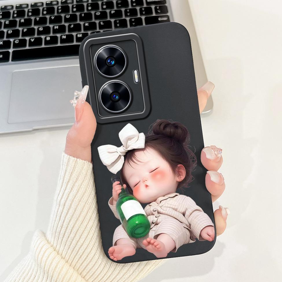 For Realme C55 Case RMX3710 Silicone Cute Cat Fashion Butterfly Flowers Love Painted Cover For Realme Narzo N55 Phone Case Funda