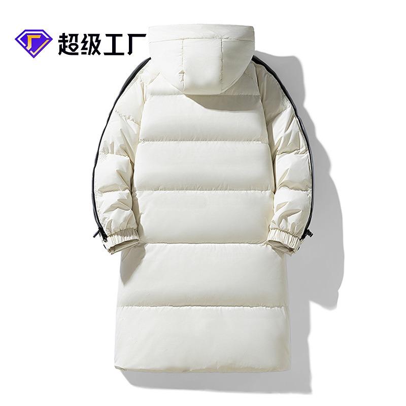 Long Knee Down Jackets for Men and Women, Winter New High-end% White Duck Down, Black and White Striped Jacket