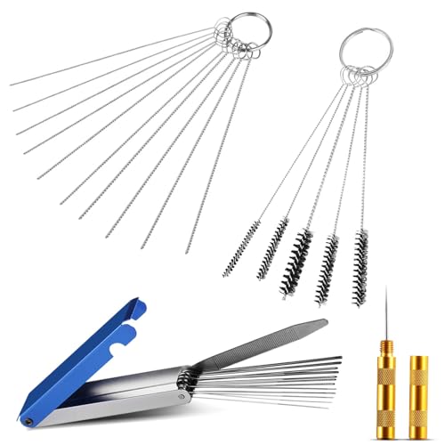 Carburetor Cleaning Kit, Premium Torch Tip Cleaner, Stainless Steel Carburetor Carbon Dirt Jet Removal Cleaner, 13 Cleaning Wire Set + 10 Cleanin