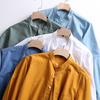 Men's Shirt Cotton All-match Long Sleeve Tops Spring Summer Solid Color Shirts Man Casual Blouses Streetwear Men