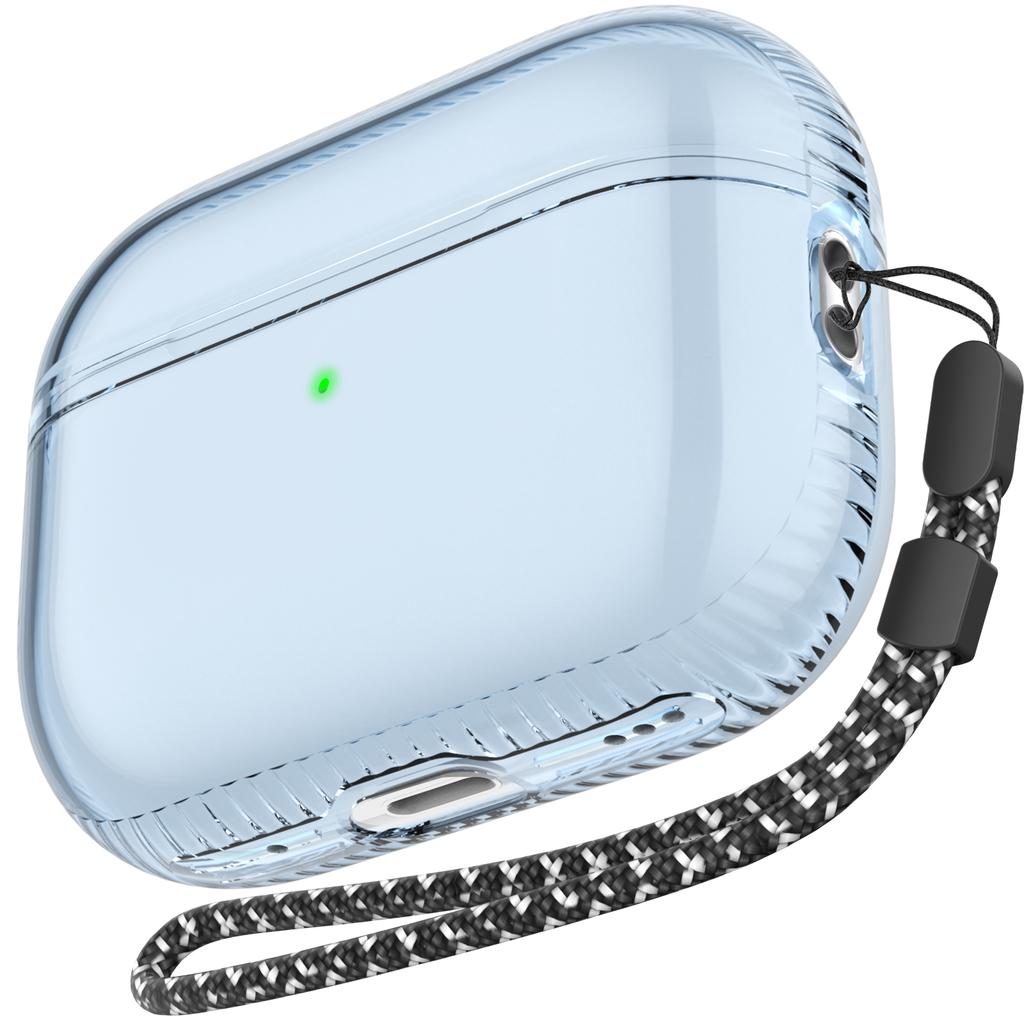 Conjoined Design Air Bag Anti-fall Hingeless Design Front LED Visible TPU Materia Transparent Case for AirPods Pro 2