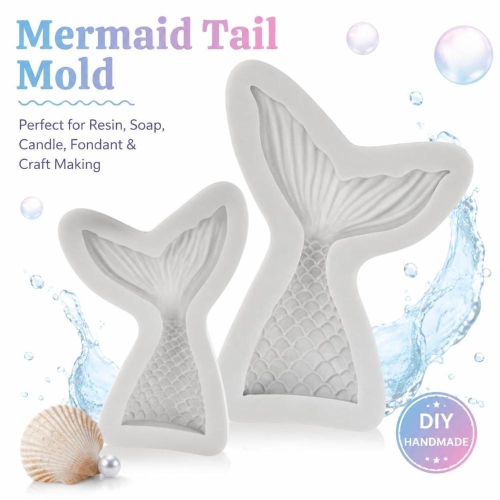 2PCS Nonstick Mermaid Tail Mold Liquid Silicone Marine Cake Decorating Mold  Cake Decorating