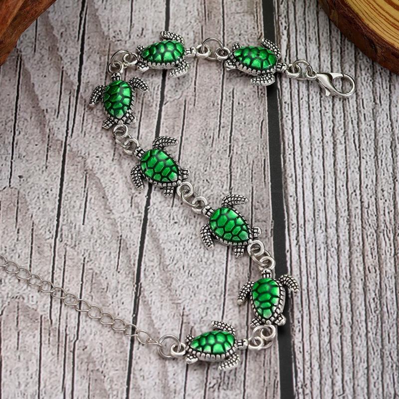 Bohemia Sea Turtle Bracelet For Women Adjustable Metal Chain Summer Beach Party Vacation Jewelry Gift
