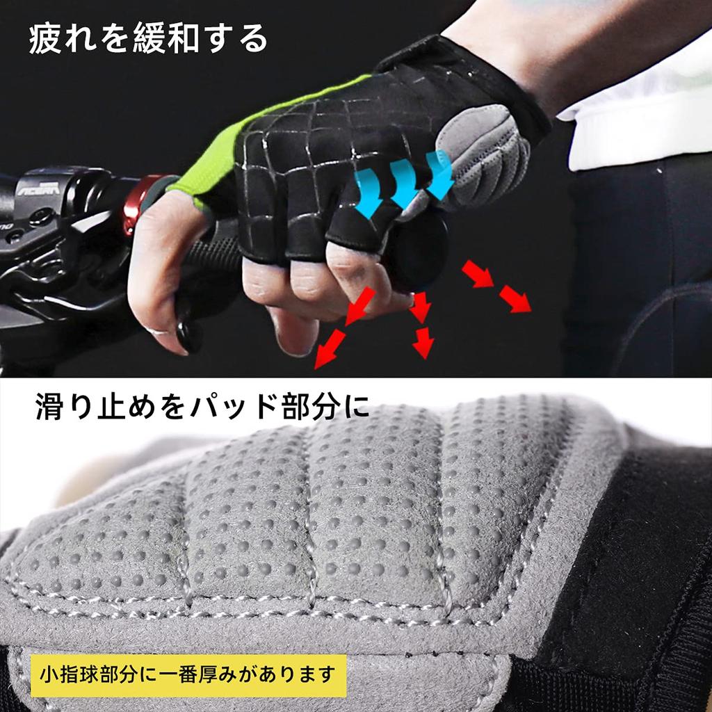 Rockbros Cycling for Motorcycles and Men and Women Gloves, Fingerless, Summer, Shock-Absorbing Padded, Breathable, Non-Slip, Bicycles,