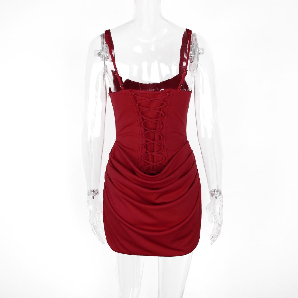 Women's European & American Sexy Fishbone Slim Fit Backless Spaghetti Strap Dress - Hot Girl & Mature Style