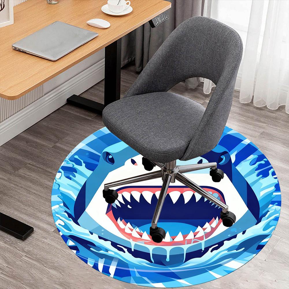 

1PC Shark Teeth Water Round Chair mat Area Rug - Non-Slip, Floor Mat for Office, Bedroom, and Indoor Decor -Gift D1127186 80cm by 80cm
