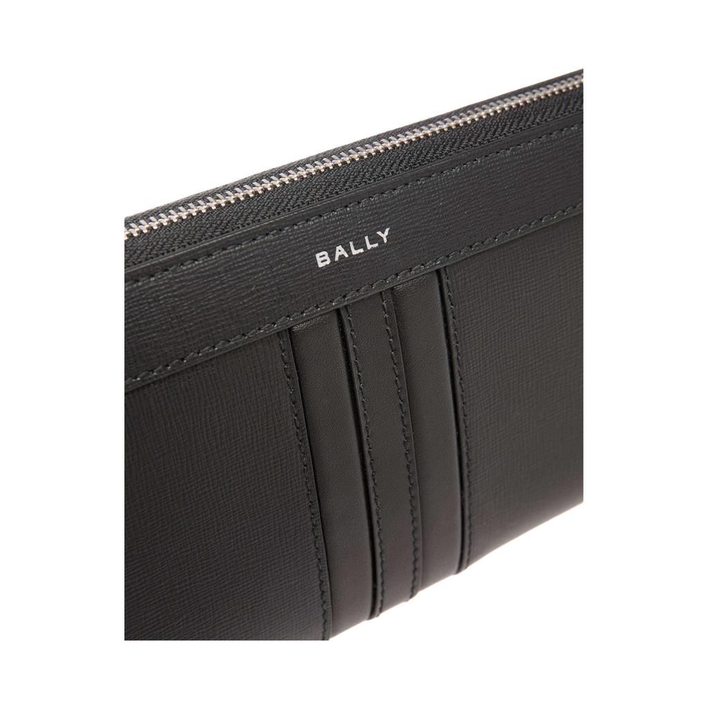 Bally Mythos Palladium Metal Zipper Recycled Cowhide Wallet Men Wallet Black 6308493