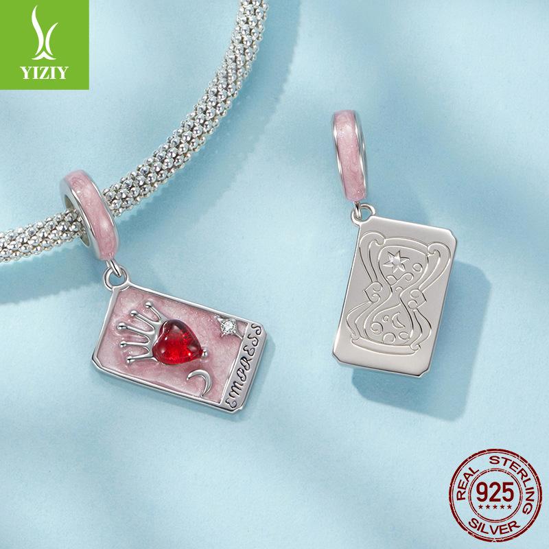 S925 Silver Queen Tarot Pendant, Wind Personality Diy Bracelet Beaded Accessories