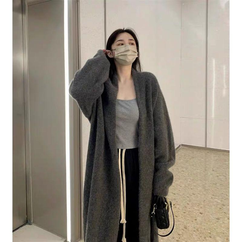 

Серый кардиган средней длины до колена на весну, осень и зиму Dark gray L