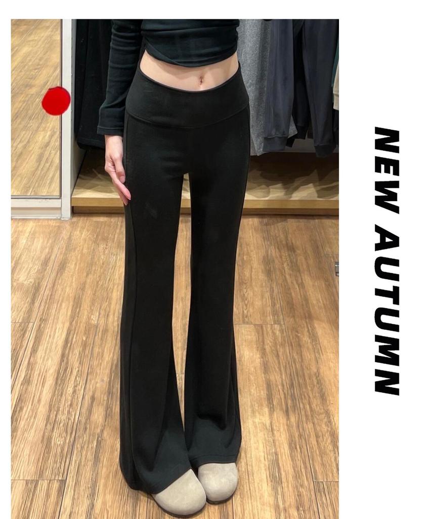 Charcoal Gray Women's High Waist Slimming Flared Sweatpants - Petite Autumn/Winter Bell Bottoms