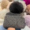 Iceland~ Flowers and Teen Stars Big Hairball Sweet and Cute Wool Hat Winter Warm Rabbit Hair Knitted Hat