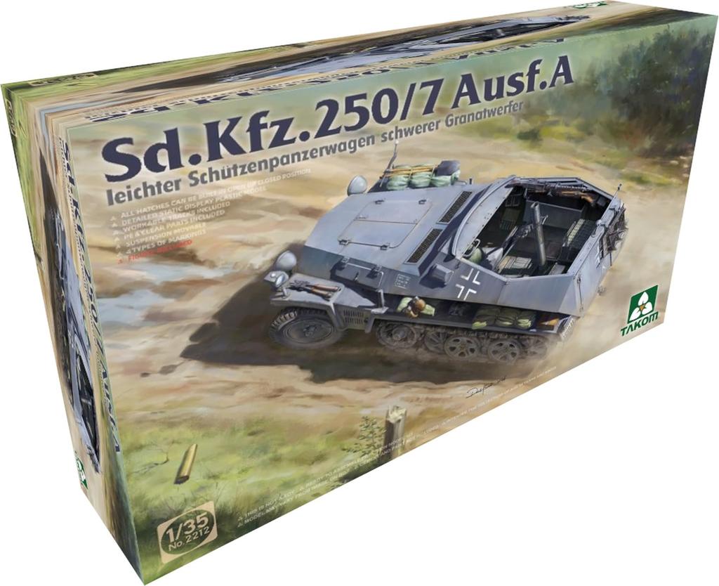 Takom Light Armored Personnel Carrier with Mortar Plastic Model Kit TKO2212 1/35 Sd.Kfz.250/7 A-type Self-Propelled -