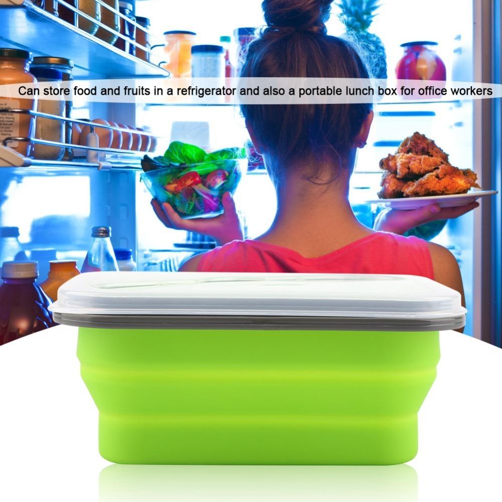 Silicone Collapsible Lunch Box 600ml Portable Storage Bowl  For Outdoor Travel