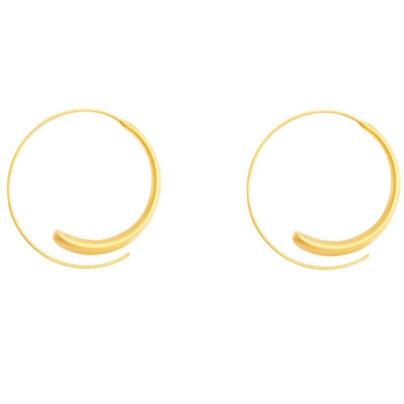 ANENJERY Big Circle Earrings for Women Retro Trendy High-end Matte Gold Color Temperament Earrings Jewelry Accessories Brincos
