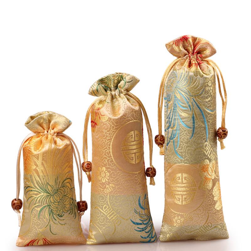 Drawstring Brocade Pouch for Jewelry and Gifts - Custom Necklace Storage Bag