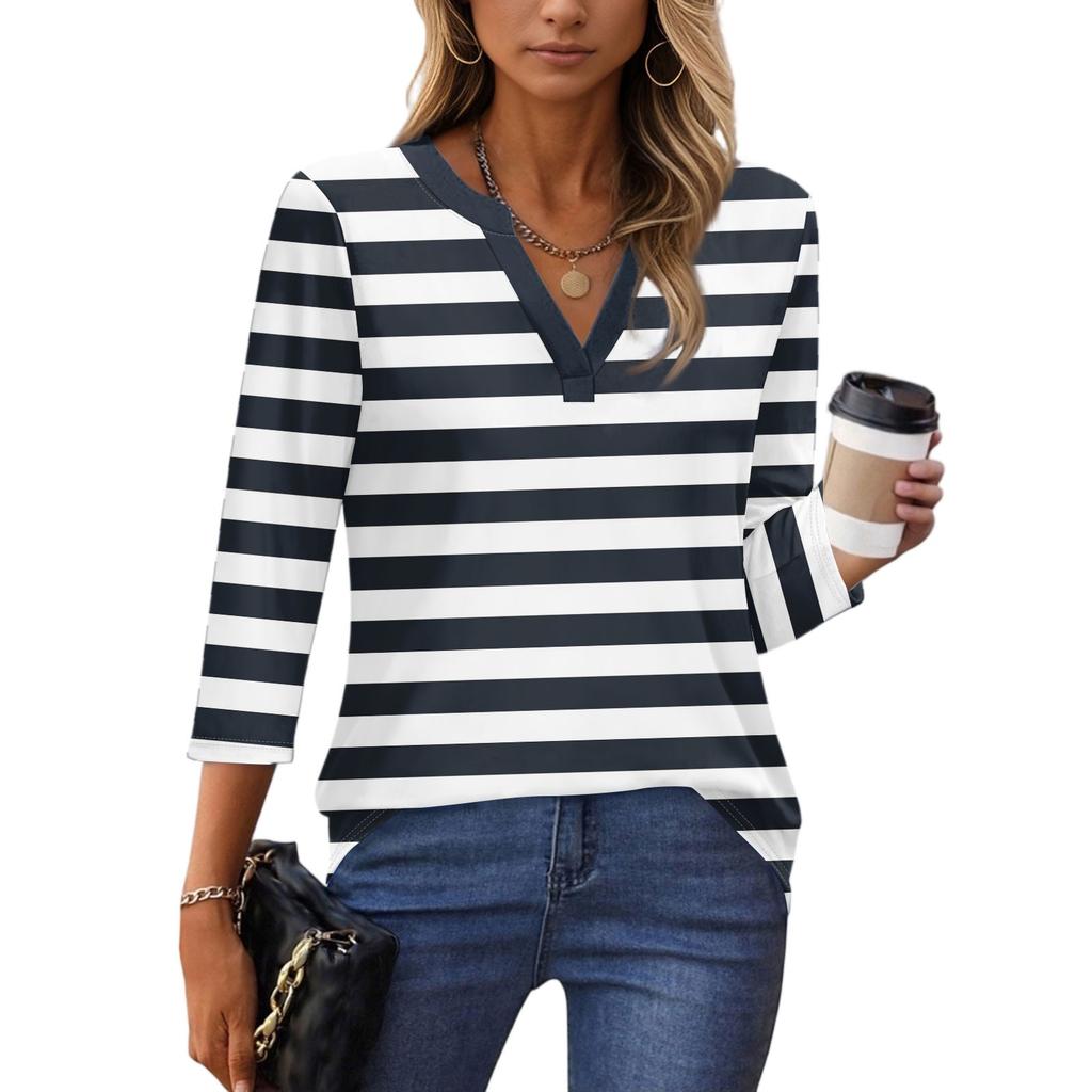 3/4 Sleeve Shirts For Women Tees Blouses Casual Plus Size Basic Tops Pullover Ladies Tunic Blouses