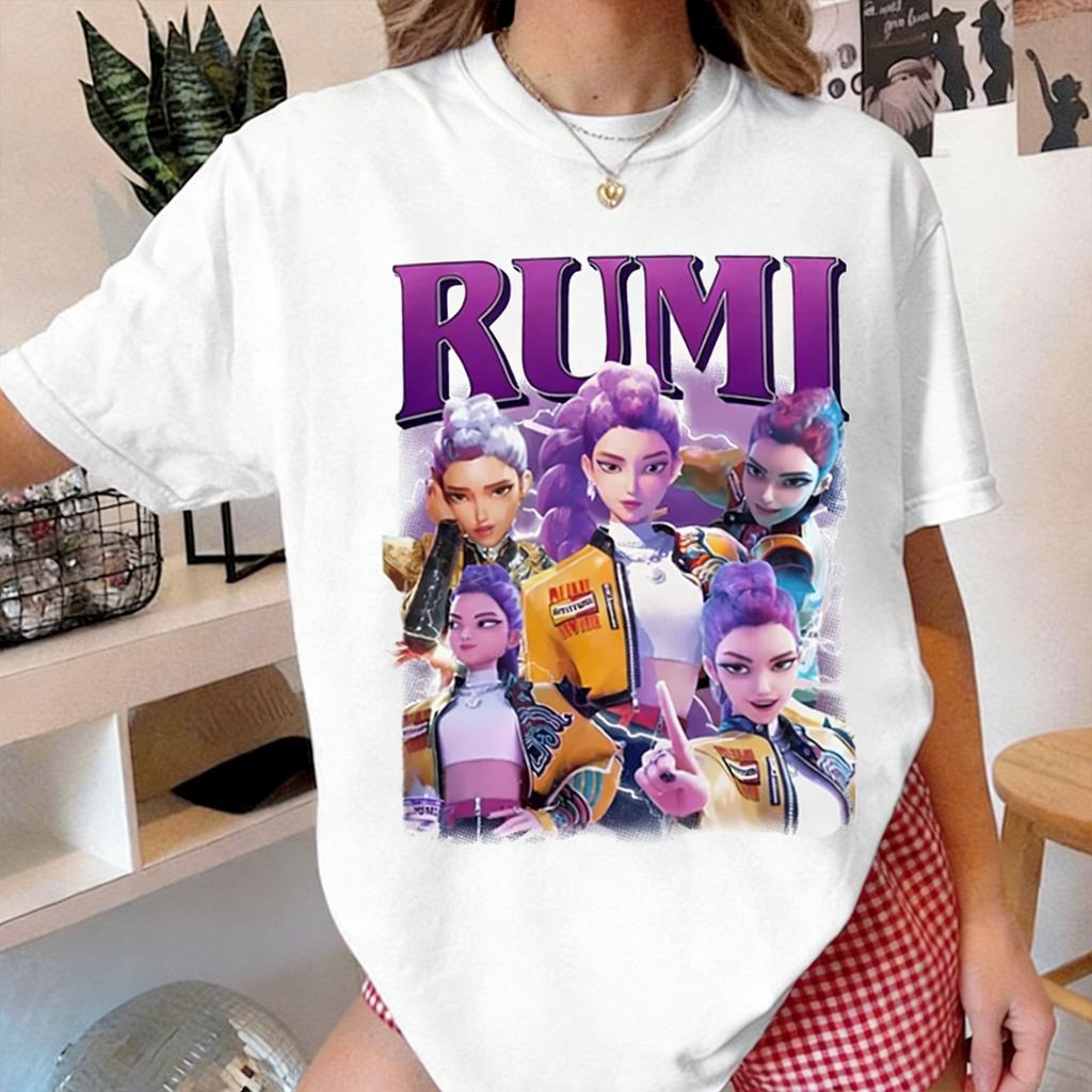 Kpop Demon Hunters Rumi Women Man Short Sleeve Tshirt 2026 Summer Casual Tops Streetwear Graphic Cartoon Fashion Y2k Tshirt