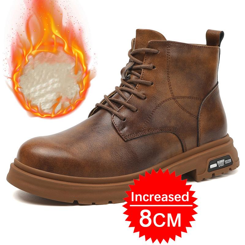 Fashion Men Formal Genuine Leather Casual Shoes Men's Sneakers Comfortable Platform Male Footwear Invisible Height Increase Insole 4-8CM