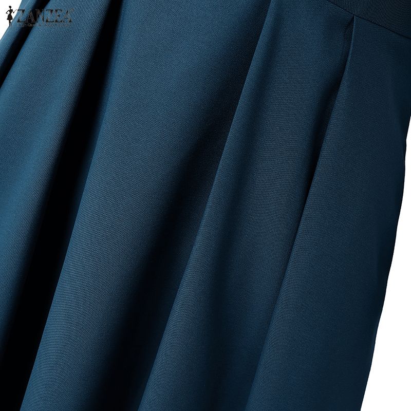 ZANZEA Abito Lungo Elegante da Donna Casual con Scollo a V a Maniche Corte e Linea ad A