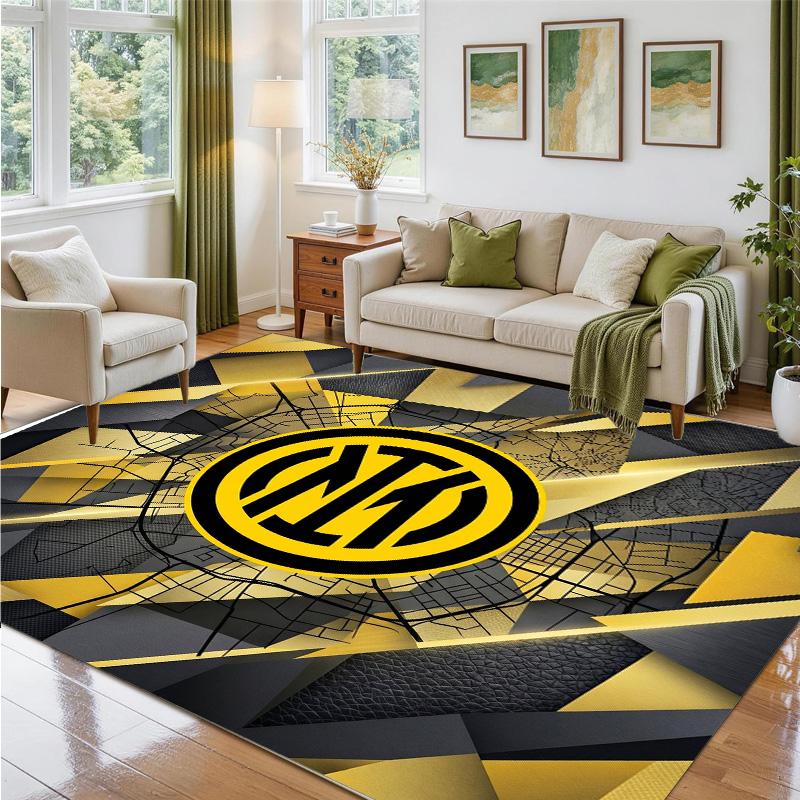Borussia Dortmund Design Crystal Velvet Rug Soft Decorative Mat for Bedroom Entrance