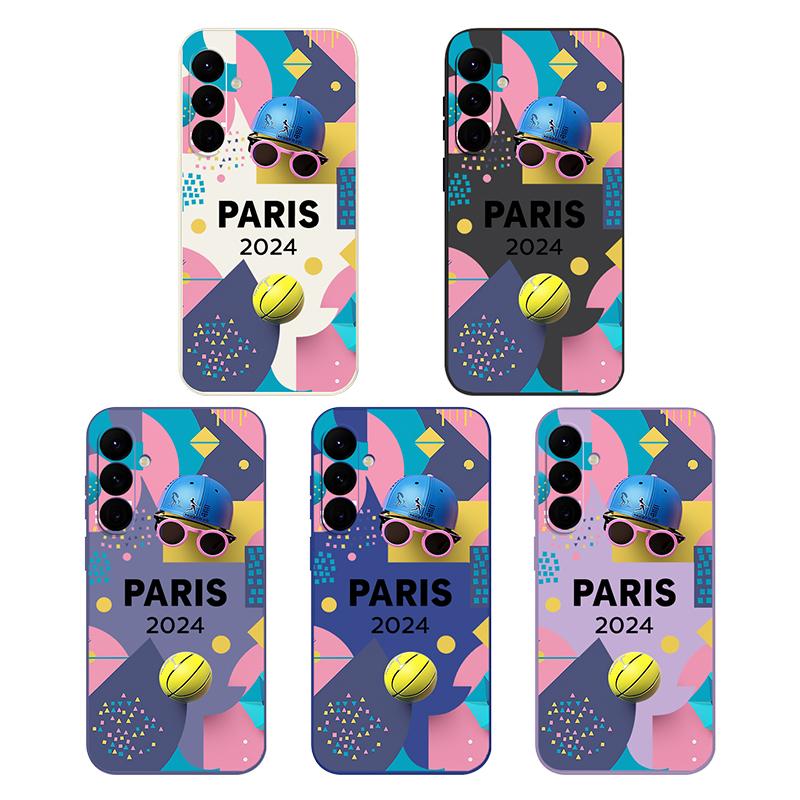 

Тонкий чехол для телефона с мультяшным олимпийским узором для Samsung S24 S23 Plus S22 Ultra S21 S20 FE A55 A54 A53 A52 A35 A34 A32, мягкий противоударный чехол из ТПУ со шнурком Samsung S24 Ultra белый