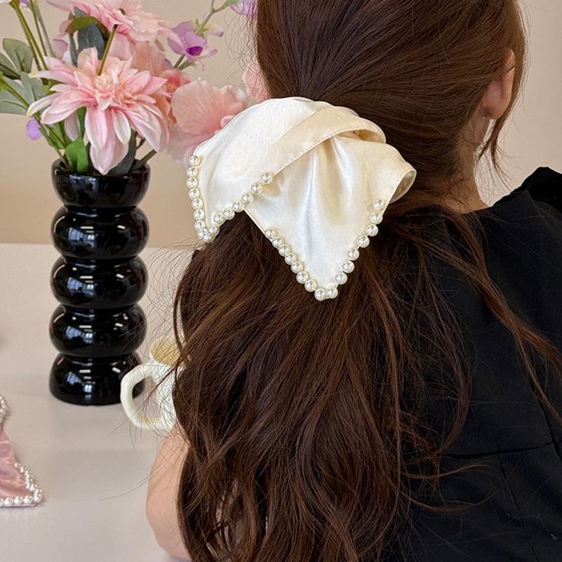 Französisches Perlen-Haargummi, Eleganter Stil, Darm-Haargummi, Haargummi für niedrigen Pferdeschwanz, Hochwertige Haaraccessoires