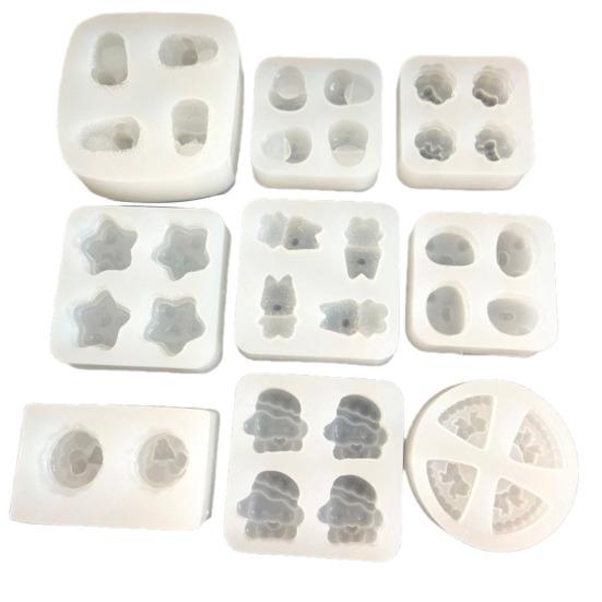 4 Peças Molde de Silicone de Grau Alimentício para Fabricante DIY de Pingentes e Chaveiros Fofo Donut Cachorro Chinelo Decoração de Bolo Molde de Cera de Geléia de Fácil Liberação