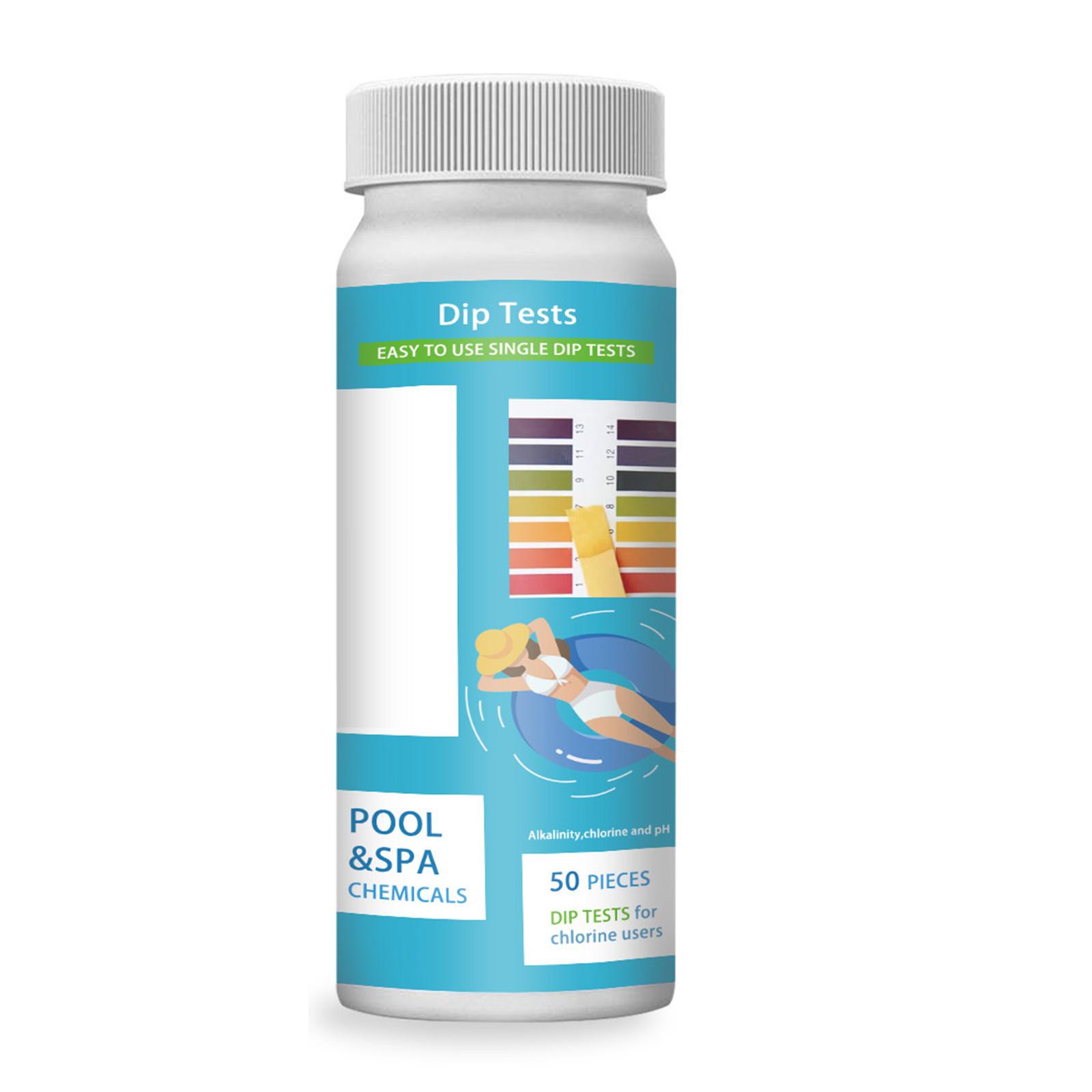 

50 штук Тест-полоски для бассейна 3 в 1 Наборы для тестирования качества воды Высокоточные Тестер для обнаружения хлора Бумага
