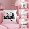 Logo T-Tein Cushion Cover Plush Fabric Soft Double-Sided Printed Invisible Zipper Sofa Pillow Case Home Decor