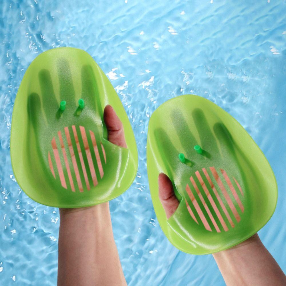 1Pair Ergonomic Swimming Hand Paddles With Adjustable Straps Diving Gloves Swimming Accessories