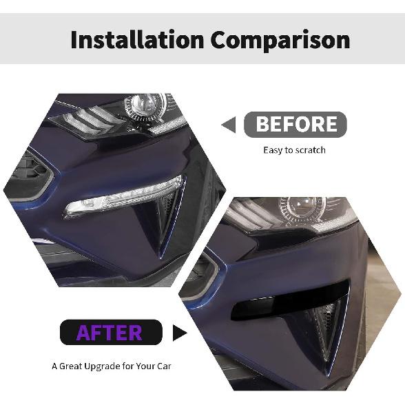 

RT-TCZ Smoked Black Front Fog Light Lamp Trim Cover Decoration Exterior Accessories Compatible with Ford Mustang 2018-2023
