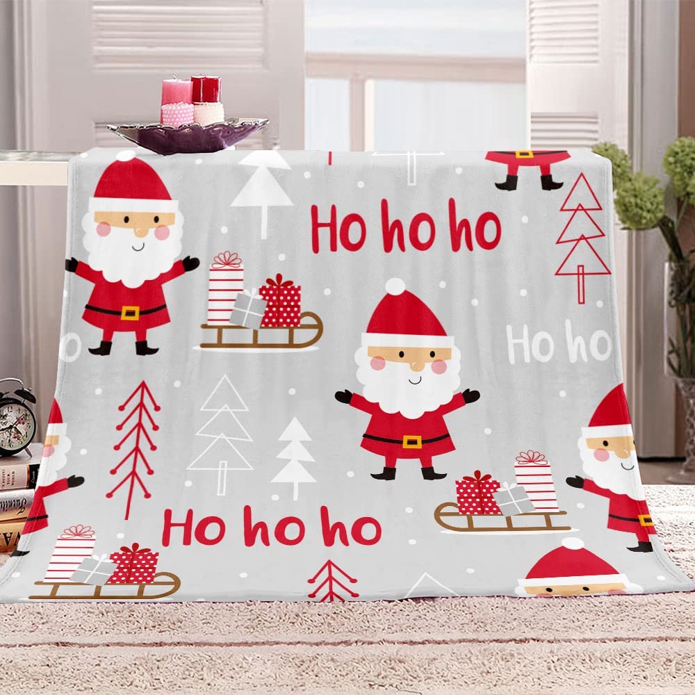 Christmas Blanket Santa Throw Blanket Holiday Flannel Throw Super Soft Cozy Plush Xmas New Year Holiday Blanket for Couch Sofa Bed
