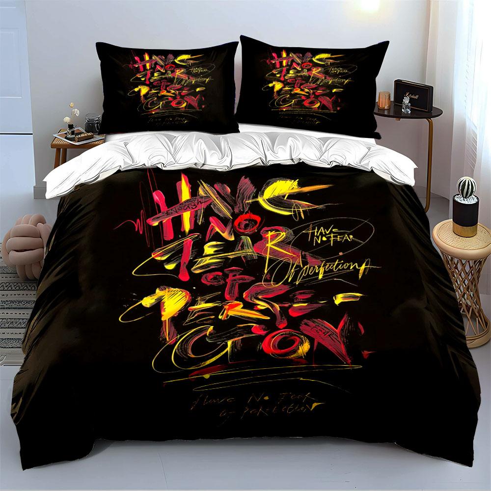 No Fear of Perfection Print Bedding Duvet Cover Set Duvet Cover Pillowcases (1*Duvet Cover 2*Pillowcases, Without Duvet Insert)