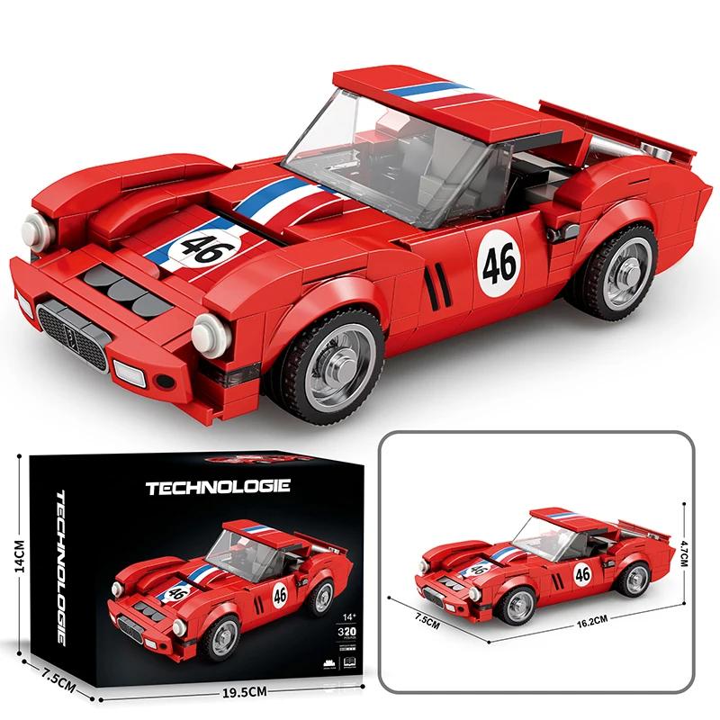 Non-Toxic 320Pcs Red Sport Car Building Block Creative City Vehicle Diy Car Model Bricks Desktop Decoration Toys For Kids Holiday Gifts
