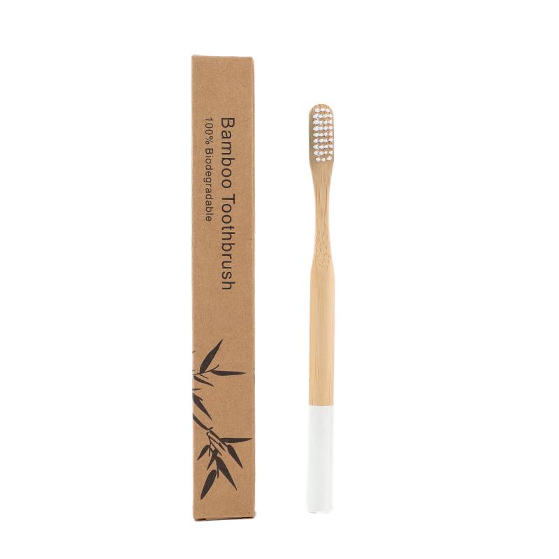 Eco Biodegradable Kraft Box Color Painted Round Handle Adult Soft Ready Stock Customizable Bamboo Toothbrush