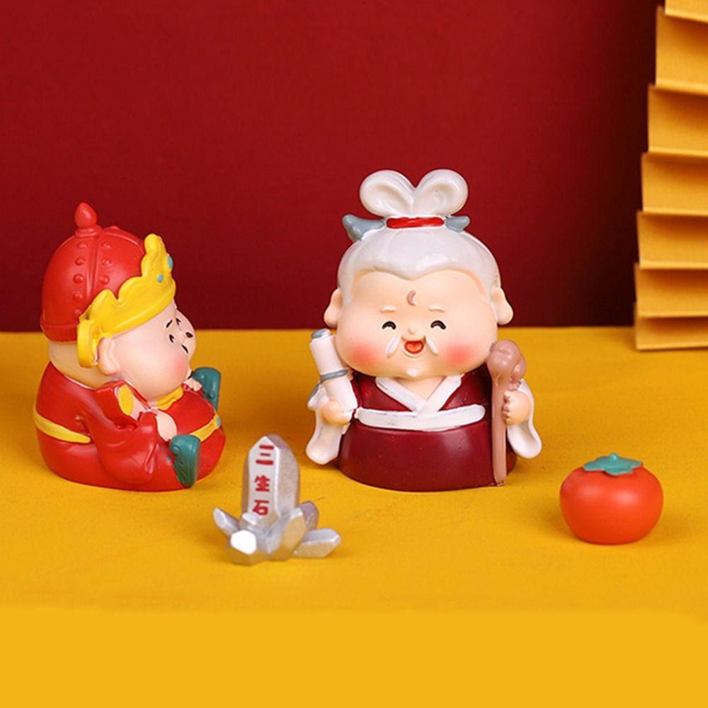 Cartoon Mini Cai Shen Sculpture Crafts Creative Lucky Ornaments Fengshui Sculpture Home Decor