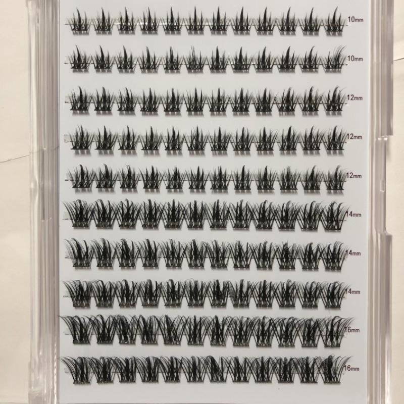 20D Hot Melt Cluster Lashes - Dense Three-Row Style, 10-Piece Curled High-Quality Segmented False Eyelashes