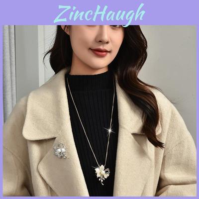 Fashion Floral Long Necklace With Zirconia For Women Winter Style Jewelry