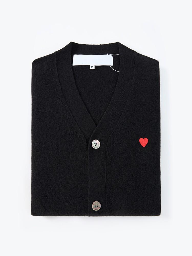 Unisex V-Neck Heart Kawakubo Wool Cardigan Sweater