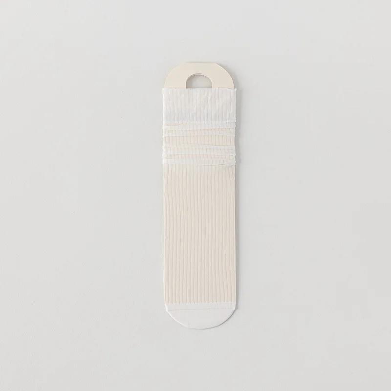 Summer Women Socks Hollow Out Mesh Thin Breathable Middle Tube Socks Women Ultra-thin Solid Color Black White Elastic Long Socks