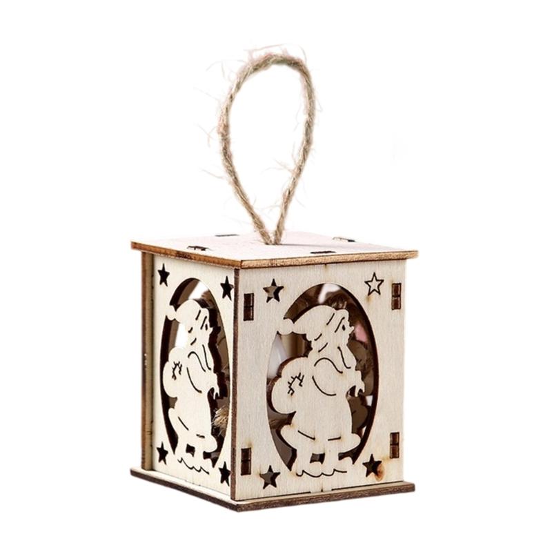 Weihnachts-Holzhaus-Dekoration Mit Warmem LED-Licht Beleuchtetes Hütten-Ornament Für Saisonale Auslage