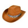 Brown Trimmed Milk Ribbon Cowboy Hat, Coffee Colored Western Cowboy Hat, Black Dick Cowboy Hat
