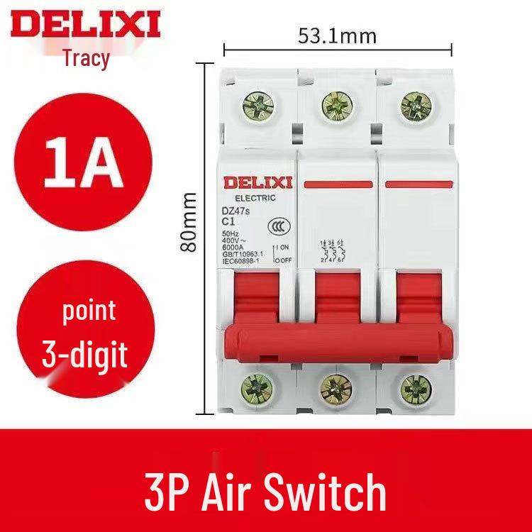 Delixi Air Circuit Breaker: 1P, 2P, 3P, 4P Options for Household and Three-Phase Systems (25A, 32A, 40A, 63A)