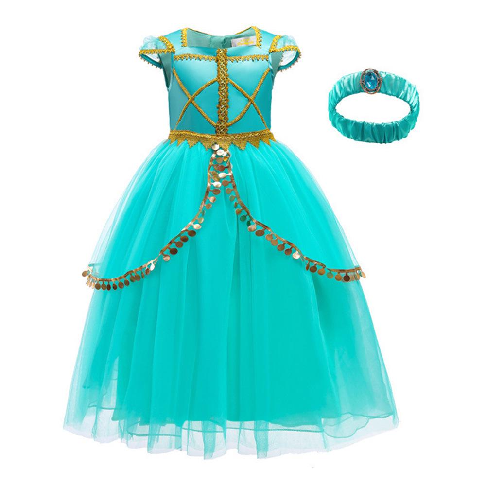 Jasmine Princess Dance Costume for Girls - Halloween & Kindergarten Performance Set 140cm/7Y