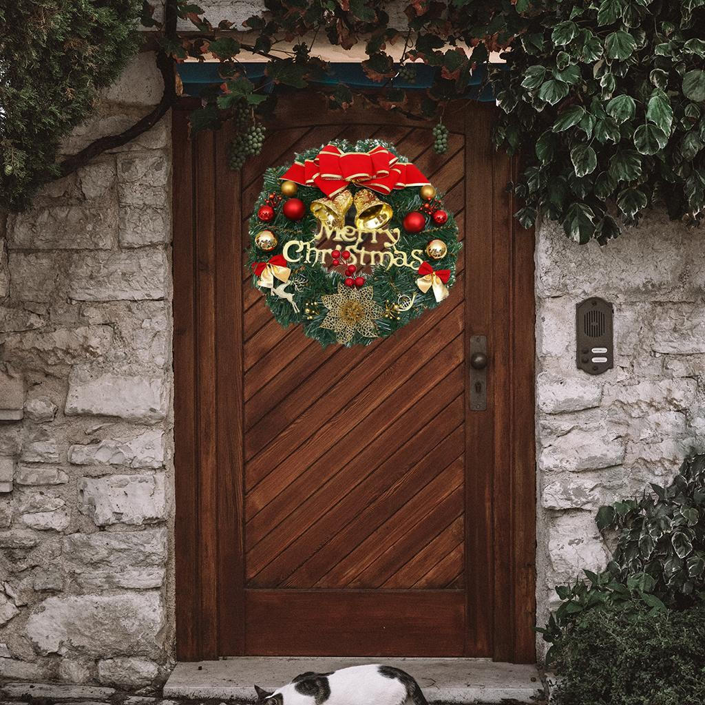 12 Inch Artificial Front Door Hanging Garland Hoop Flower Pendant Ornament for Christmas Party Decor