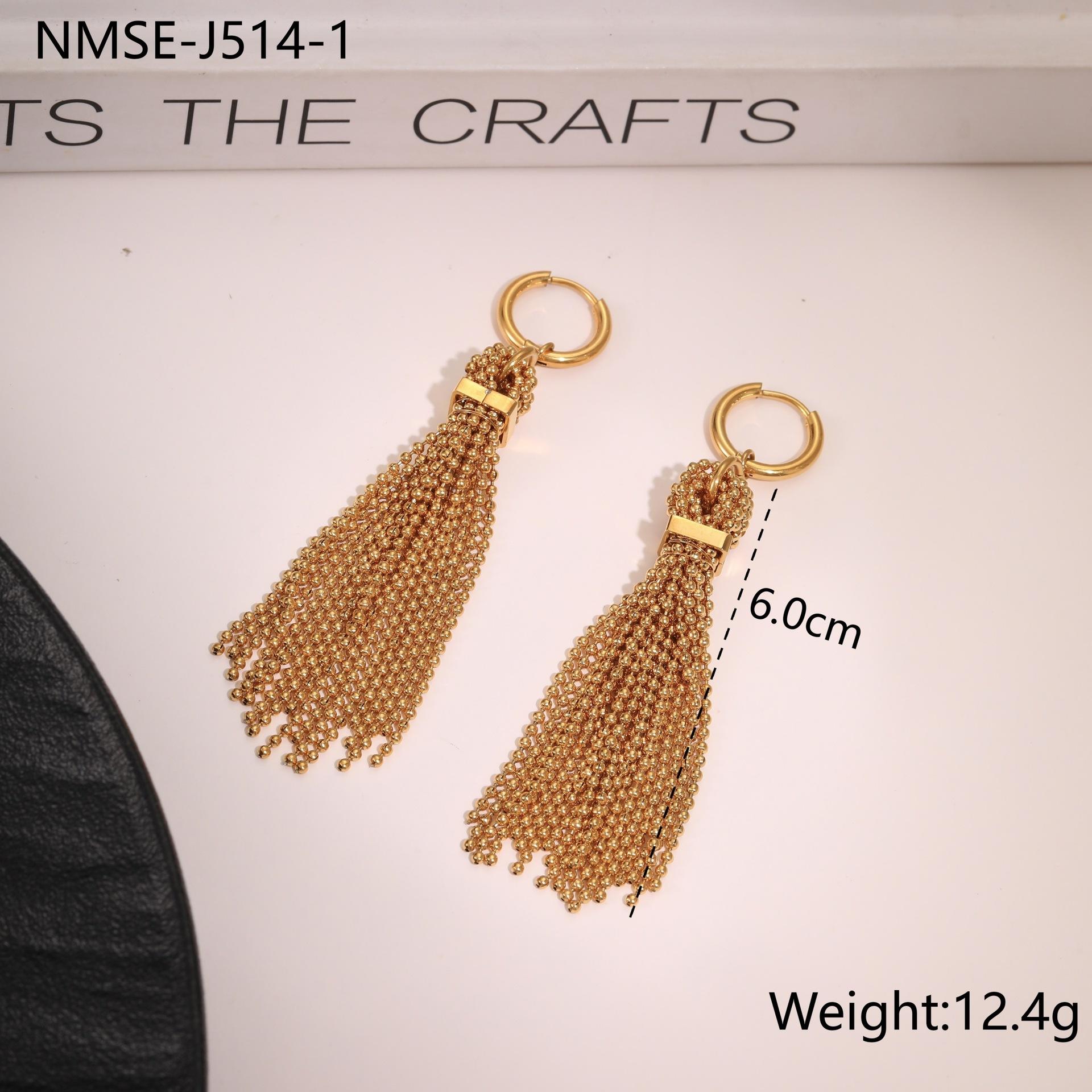 GEMCHIC Women s Stainless Steel Tassel Earrings Gold Silver Beaded Fringe Hoop Earrings Geometric Statement Jewelry for Party