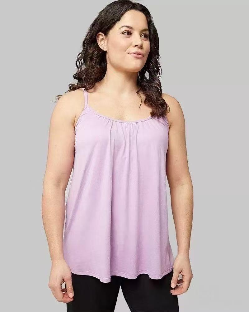 

Plus Size Wire-Free Yoga Camisole with Integrated Cup 5XL розовый