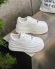 Leather heightened platform white shoes women's 2025 new summer mesh breathable and comfortable versatile ultra-light soft baseplate shoes