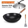 Old-Fashioned Non-Coated Cast Iron Wok, Round Bottom, Non-Slip, Non-Stick, Gas Stove Compatible, Nitrided Fine Iron.