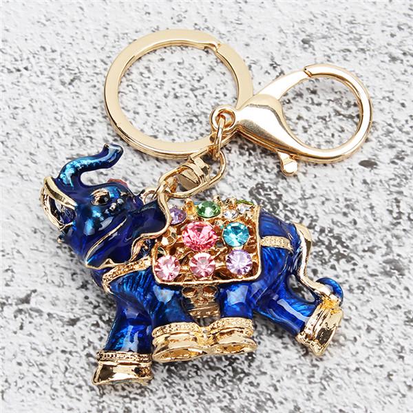 Genuine Rhinestone Elephant Keychain Fashion Drop Design Shiny Accessory for Women Car Key Holder Bag Ornament Elegant Appearance